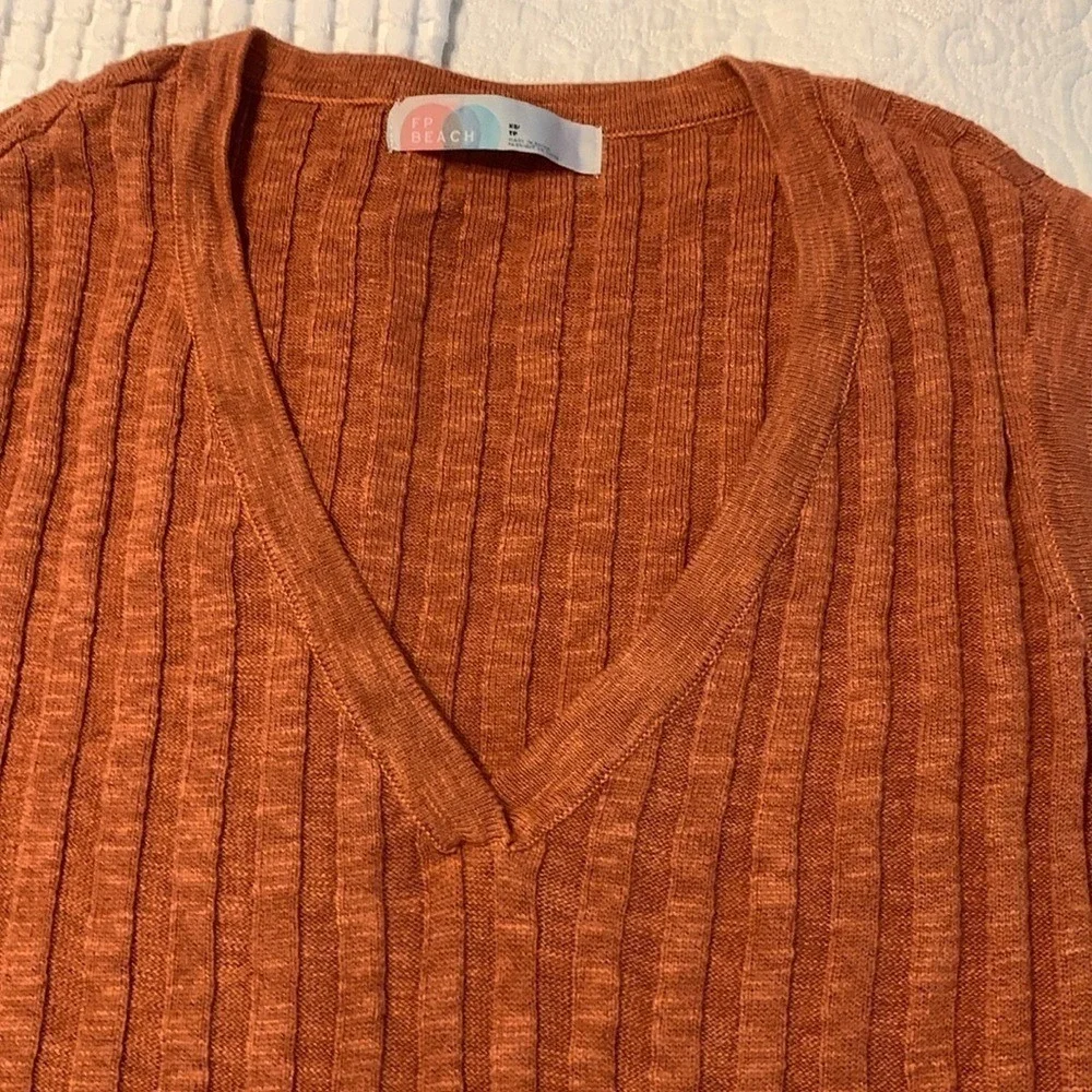 Free People Veda Set - Cinnamon Rust Ribbed Knit Midi Skirt and Top